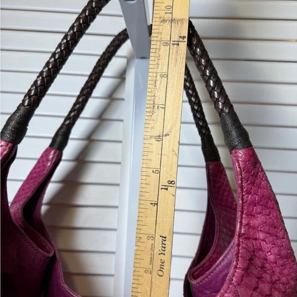 Carlos Falchi Womens Magnetic Closure Handbag Size M Snake Skin Pink Leather Y2K - Picture 16 of 16